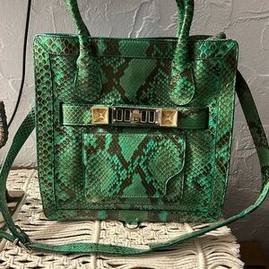 Proenza Schouler Green Snake Print Crossbody Bag